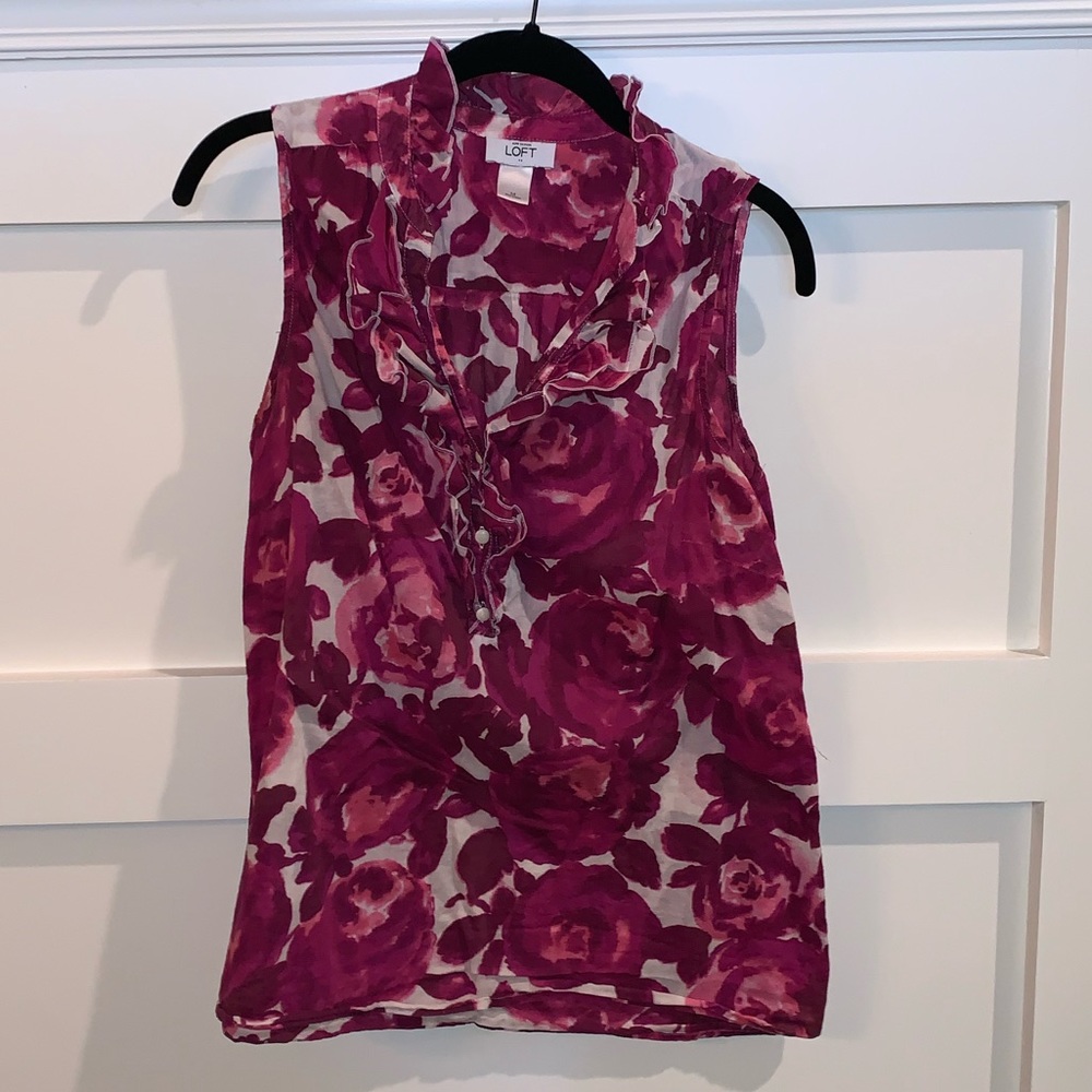LOFT Sleeveless Cotton Blouse (M)
